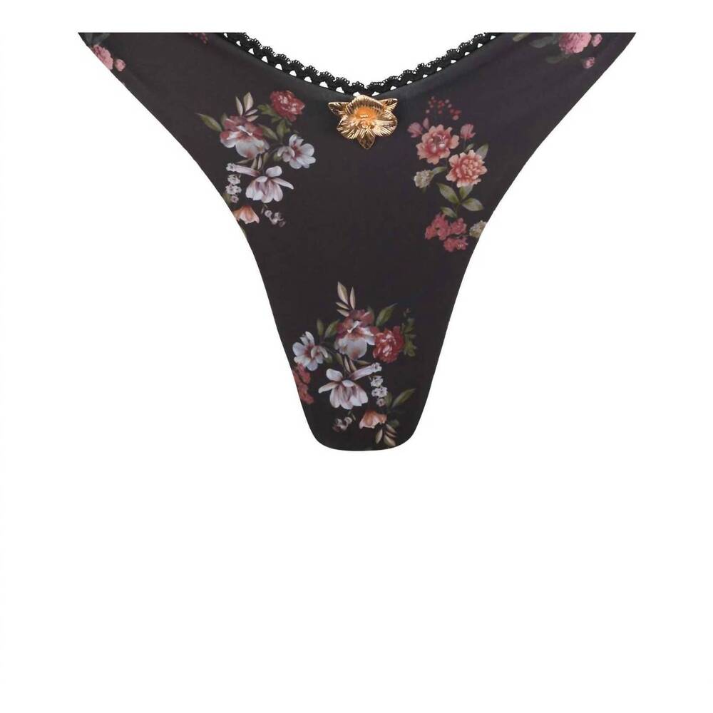 NEW SOAH women's sarah v-cut bikini bottoms in midnight roses